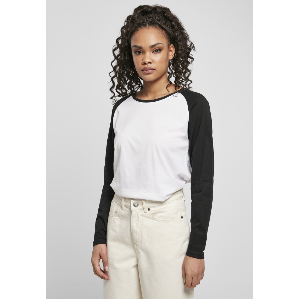 Urban Classics - Contrast Raglan Lange ärmel top - Weiß/Schwarz
